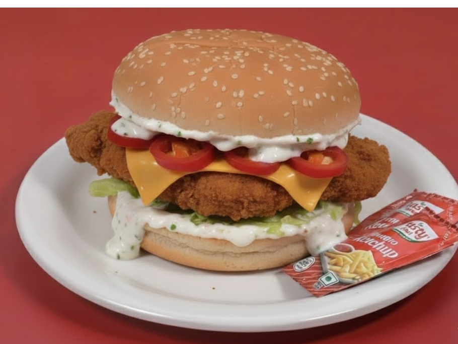 Chicken Cheese Spicy Burger at Biryani Box Company